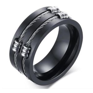 Anéis de motociclista de cabo de fio clássico para homens 316L aço inoxidável design escovado menino sinete faixas de dedo hip hop anel laminado jóias300z