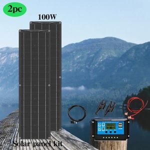 充電器100ワット12ボルト非常に柔軟な単結晶ソーラーパネル2 PCS 50W超軽量薄いRVボートカーバッテリー充電231117