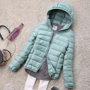 Women's Down Parkas Sanishroly S-4XL Autumn Winter Women White Duck Hooded Down Jacket Female Ultra Light Down Coat Puffer Parkas Short Tops S435 231031