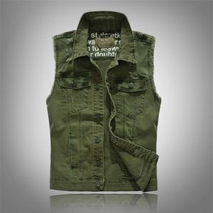 Men's Vests vests Slim Fit Cowboy Male Jacket Vest Ripped Denim Vest Men's Jacket Sleeveless Casual Waistcoat Mens Jean 330A