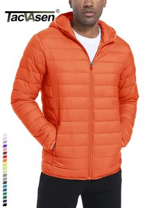 Mens Jackets TACVASEN Lightweight Puffer Quilted Polyester Nylon Jacket Ripstop Quick Dry Hooded Down Insulated Windbreaker Coat 231031