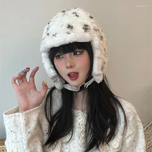 ベレー帽をかわいい女性秋の冬の柔らかいぬいぐるみ帽子屋外暖かいサイクリング風力向上冷たい耳の保護スキーシェルパペルーキャップメン