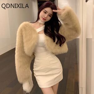 Womens Fur Faux Jacket Short Winter Jackets for Women Autumnwinter Versatile Cardigan Top Coat Outerwears 231031