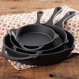 Cookware Sets The Pioneer Woman Timeless Cast Iron Set 3Piece Fry Pans Cooking Pots and Kitchen 231030