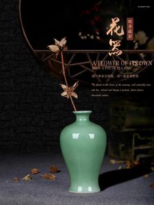 Vases Ceramic Celadon Countertop Flower Arrangement Small Vase Modern Chinese Style Furnishings Decoration Living Room