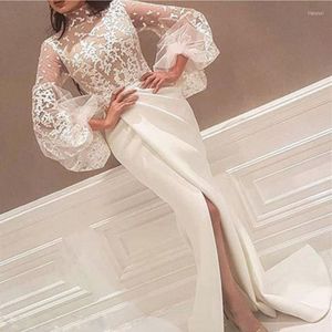 Freizeitkleider Damen Damen bestickt Chiffon Hochzeit Brautjungfer Abend Abendkleid formelle Spitze langes Kleid Party weiß für 20223180