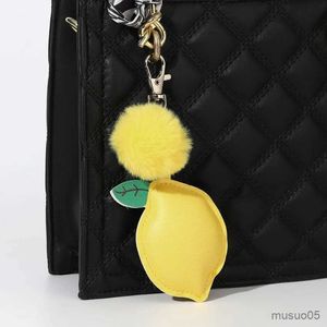 Mobile Phone Chain New Hairball Pendant Imitation Rabbit Fur Hanging Decoration Lemon Leather Keychain Accessories R231031