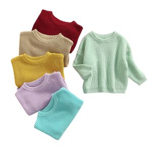 Pullover Lioraitiin 05years幼児の丸い首のセーター冬の温かい長袖キャンディーカラーニットプルオーバー231030