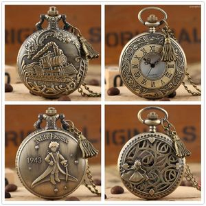 Pocket Watches Retro Stylish Quartz Necklace Watch With Tassels Pendant Accessory Bronze Antique Gift Men Women
