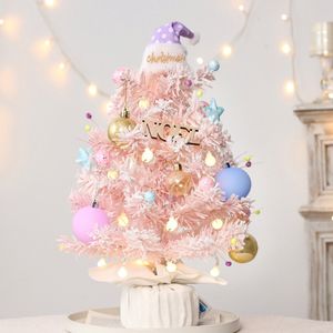 50 cm DIY Rotertable Xmas Tree Desk Decor Ornament med musik Small Mini Christmas Tree Set Tablett Artificial Christmas Tree Kit With Lights 2899