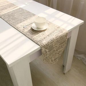 Bordslöpare 1pc Europe Style English Quote Rectangle Linen Cotton El Home Banquet Dining Decoration 30x180cm