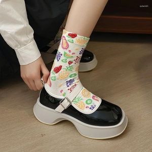 Frauen Socken Koreanischen Stil Baumwolle Harajuku Damen Winter Set Kawaii Blume Drucken Mode Streetwear Nette Hohe Qualität