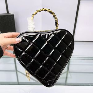 Luxuriöse Designer-Tasche für Damen, modische Tragetasche, herzförmige Kette, Diamantgitter, reine Farbe, Messenger-Taschen