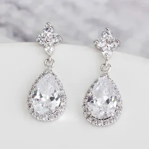 Dangle Earrings 11.11 Sale Top Quality Fashion Teardrop Shaped Design Cubic Zirconia Woman Accessories Jewelery For Bridal