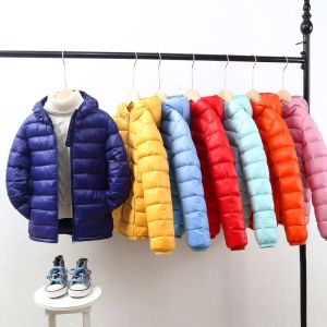 새로운 패션 다운 코트 소년 소녀 다운 재킷 외부웨어 포켓 두꺼운 면화 패딩 단단한 후드 재킷 겨울 따뜻한 아기 어린이 코트 2