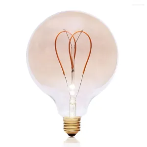 ヴィンテージLED Edison Bulb AC220V 4W Dimmable Spiral Heart Filaments Light Warmer Yellow Retro Flexible