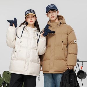 Mens Jackets Windbreaker Winter Hooded Zipup Jacket High Quality Solid Color CottonPadded Coat Unisex Thick Warm Vintage Parka 231031