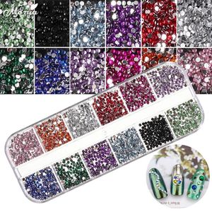 Nail Art Decorations Monja 4PCS Boxes 1.5mm Rhinestones Colors 3D Flat Back Shiny Glass Crystal Beads Gem Accessories Manicure