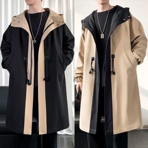 Trench da uomo 2023 Primavera Autunno Cappotto da uomo Streetwear Giacca lunga Hip Hop Moda maschile Giacca a vento Cappotto con cappuccio Donna Top