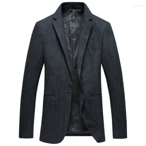 Men's Suits 2023 Woolen Classic Business Casual Fashion Stripe High Quality Blazer Men Jackets Flannel Wool Blazers