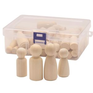 50 Stück Box Mix Größe 33 mm 43 mm 53 mm 65 mm Holzpuppe DIY Kinder Malerei lose Holzperlen Jungen Mädchen Graffiti Spielzeug215p