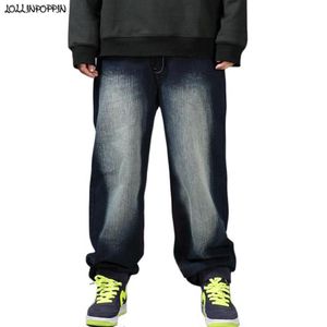 Män jeans herrar hiphop skateboarder plus size lossa baggy denim byxor brett ben streetwear plagg tvättad2898