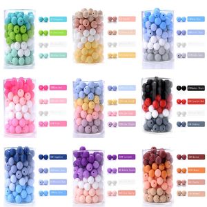 Texters oyuncakları 50 pcslot 12mm bebek teether silikon boncuklar DIY doğumlu emzik zincir bilezik çiğnenebilir oyuncak için yuvarlak boncuk aksesuarları 231031