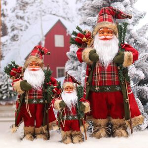 クリスマスの装飾60cm大きなスタンディングサンタクロース人形クリスマスペンダント2024ホームキッズのための陽気な木の装飾