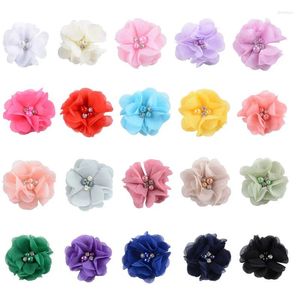 Hårtillbehör 200st/parti 55mm Chiffon Petals Blomma för babyflickor Huvudband DIY -skor Hårnålar Hantverkstillbehör