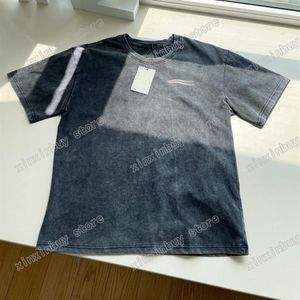 22SS Mężczyźni Projektanci T -koszule TEE Fala morska Zniszczona krawat bar barwnik bawełniany krótki rękaw