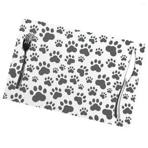 Table Mats Dog Print Non-Slip Insulation Place For Kitchen Dining Washable Placemats Bowl Cup Mat Set Of 6