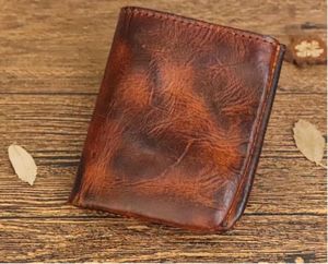 Wallets Vintage Do Old Wallet Men Plant Tanned Cow Skin Washed Simple Student Youth Money Clip Short Multi-card