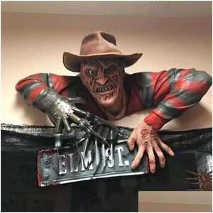Dekorativa föremål figurer Ghost House Halloween Garden Decor Nightmare Krueger Gravewalker Staty Pendant Rubys Elm Street Wall Otljw