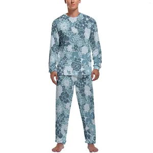 Męska odzież sutowa Disity kwiatowy druk piżamowy długie rękaw Vintage Flowers 2 -Place Casual Pajama Sets Spring Male Custom Elegancka nocna odzież nocna