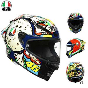 Capacete de motocicleta de rosto aberto, Itália Agv Pista Gp Rr Ano do Tiger Limited Capacetes de corrida Capacetes de corrida de fibra de carbono Capacetes completos Ice Blue Limited YI RTP