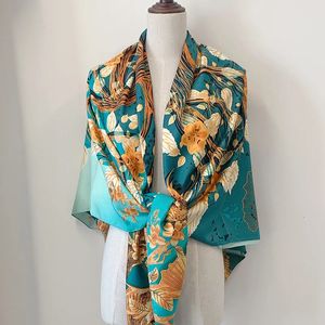 Eşarp Lüks Saf İpek Eşarp Kadınlar Büyük Şallar Stoles Tree Baskı Kare Eşarplar Echarpes Foulds Femme Wrap Bandanas 130*130cm 231031