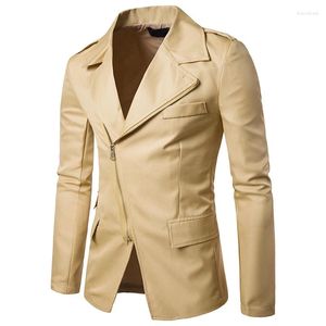 Abiti da uomo Primavera Autunno Giacche da uomo Solido stile locomotiva Cerniera unica Blazer Cappotti Slim Giacca classica maschile XXL