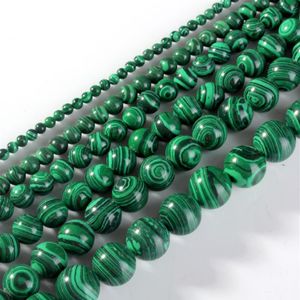 Natural Malachite Stone Beads Green Round Loose Beads 4 6 8 10 12 14mm för smycken Armband Halsband som gör DIY -pärlor345k