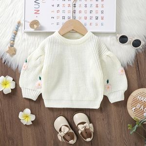 SWEATER PULOVER Baby SWEAT TODDLER GIRLES Kwiatowy Knit Pullovers Tops Ubrania dziecięce Oneck Długie rękaw ciepłe jesienne zima 231030