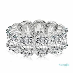 Impressionante edição limitada eternidade banda promessa anel 925 prata esterlina 11 pçs oval diamante cz anéis de noivado para women238x