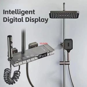 Cabeças de chuveiro do banheiro Sistema inteligente Display digital inteligente Torneira Set 4way Rainlfall Mixer Bidé 231030