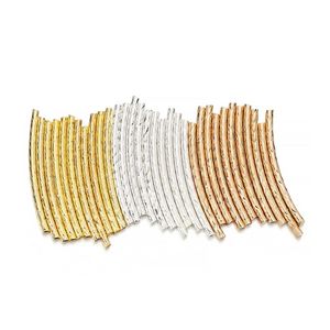 100pcs/lot 25-30 mm Stripe Copper Curve Tube Spacer Beads Connectors For DIY Jewelry Making Bracelet Necklace Accessories Jewelry MakingJewelry Findings