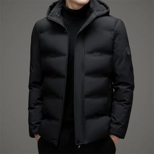 Homens Down Parkas High End Fashion Down Jacket Masculino Chapéu Destacável 2023 Inverno Business Casual Engrossado Algodão Quente Com Capuz Casaco À Prova de Vento 231030