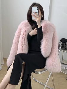 Kvinnors päls faux kvinnor vinter falska räv jackor rosa plysch varma rockar höst mode casual tjock mink outwears 231031
