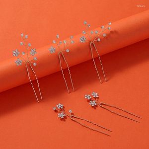 Hair Clips Icazo Bridal Wedding Hairpin Leaf Artificial Crystal Pin U-shaped Clip Set Headwear
