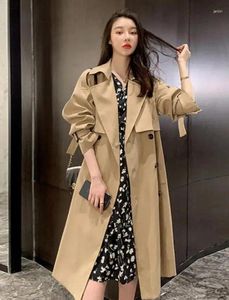 Trench da donna Temperamento da donna Autunno Fashion Design Tunica vintage Telai larghi Retros Giacca a vento doppio petto Donna