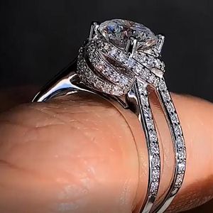 Choucong över Promise Ring 925 Sterling Silver Round Cut Diamond CZ Engagement Wedding Band Rings for Women Bridal Jewelry Gift3126