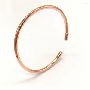 Bangle Russian 585 Purple Gold Plated 14k Rose Fashion Versatile Smooth Face Open Armband Birthday Present