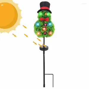 Party Decoration Solar Christmas Garden Stakes Lights Singmen Söt snögubbe Light for Patio Yard Lawn