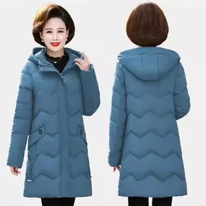 Kadın trençkotları orta yaşlı anneler kalınlaşmış yastıklı ceket orta boy büyük boy 6xl güzel kış pamuk ceket moda parkas